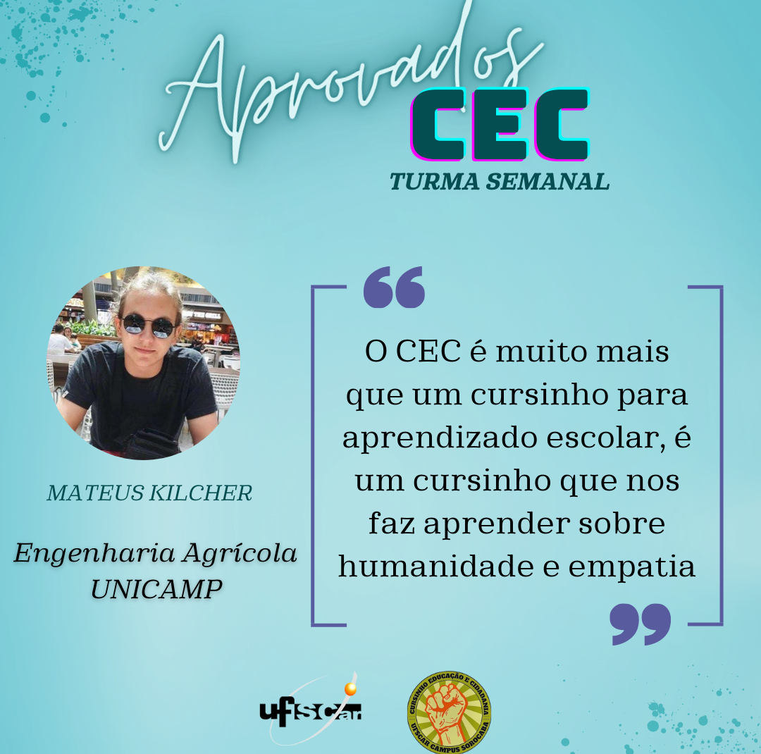 Depoimento de estudante aprovado no ENEM pelo cursinho popular CEC da UFSCar Sorocaba